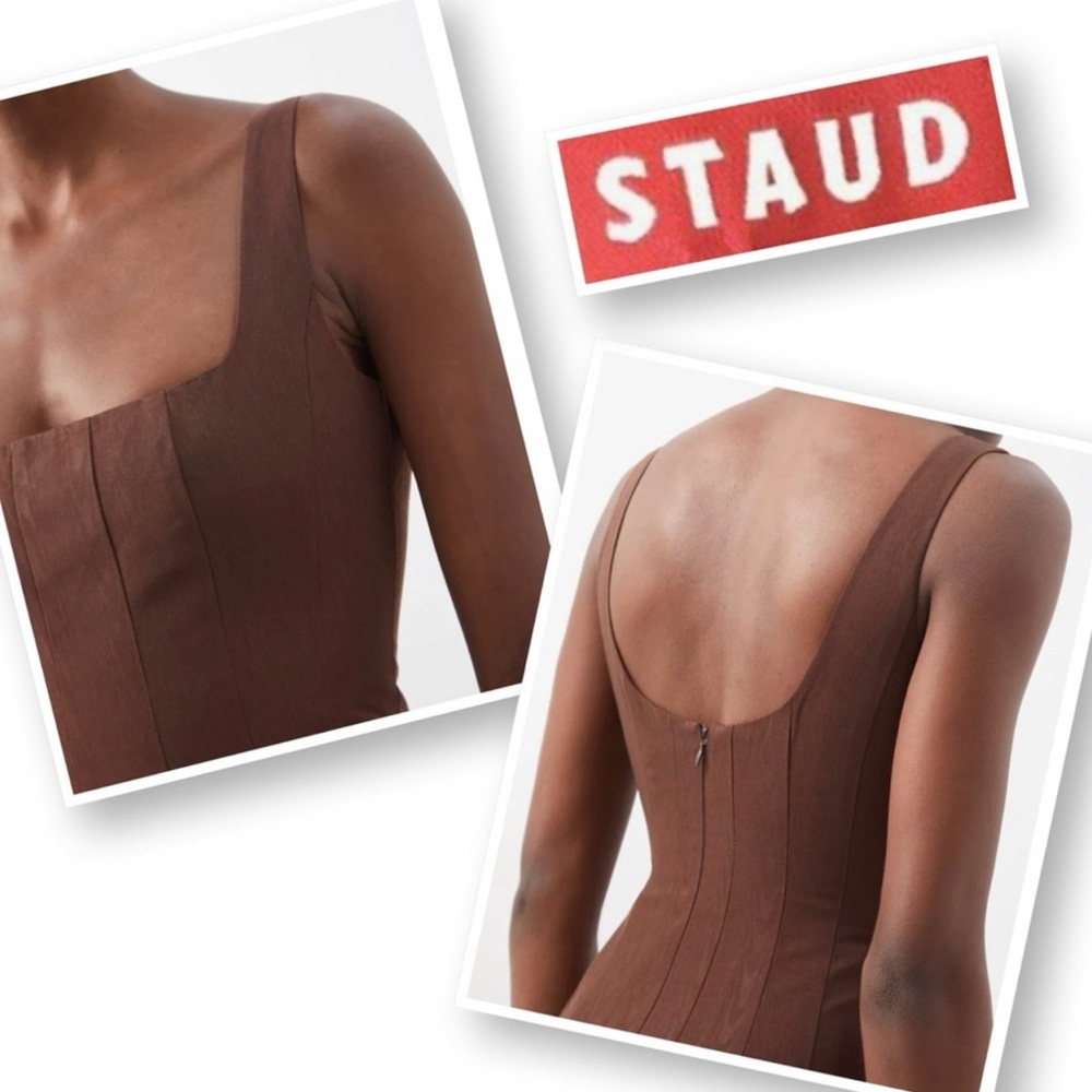 Staud Portrait Maxi Dress Gown Chocolate Brown Size 4 - Picture 5 of 13